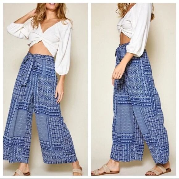 BOHO CHIC GYPSY WIDE LEG PANTS S-M-L - Picture 3 of 6